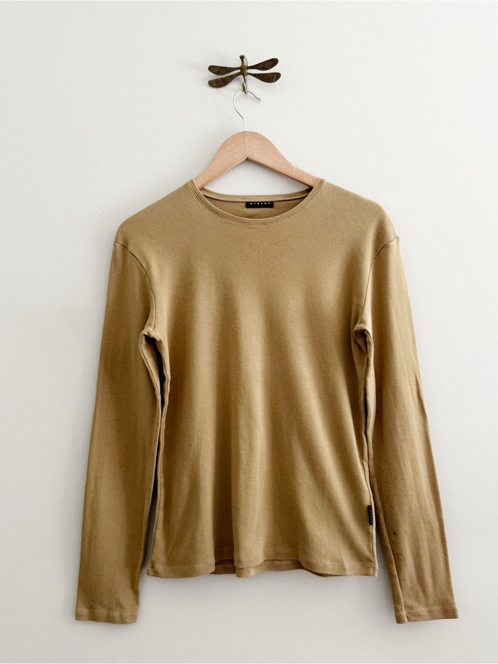 Sisley Tan Minimalist Long Sleeve Tee Womens Medium
